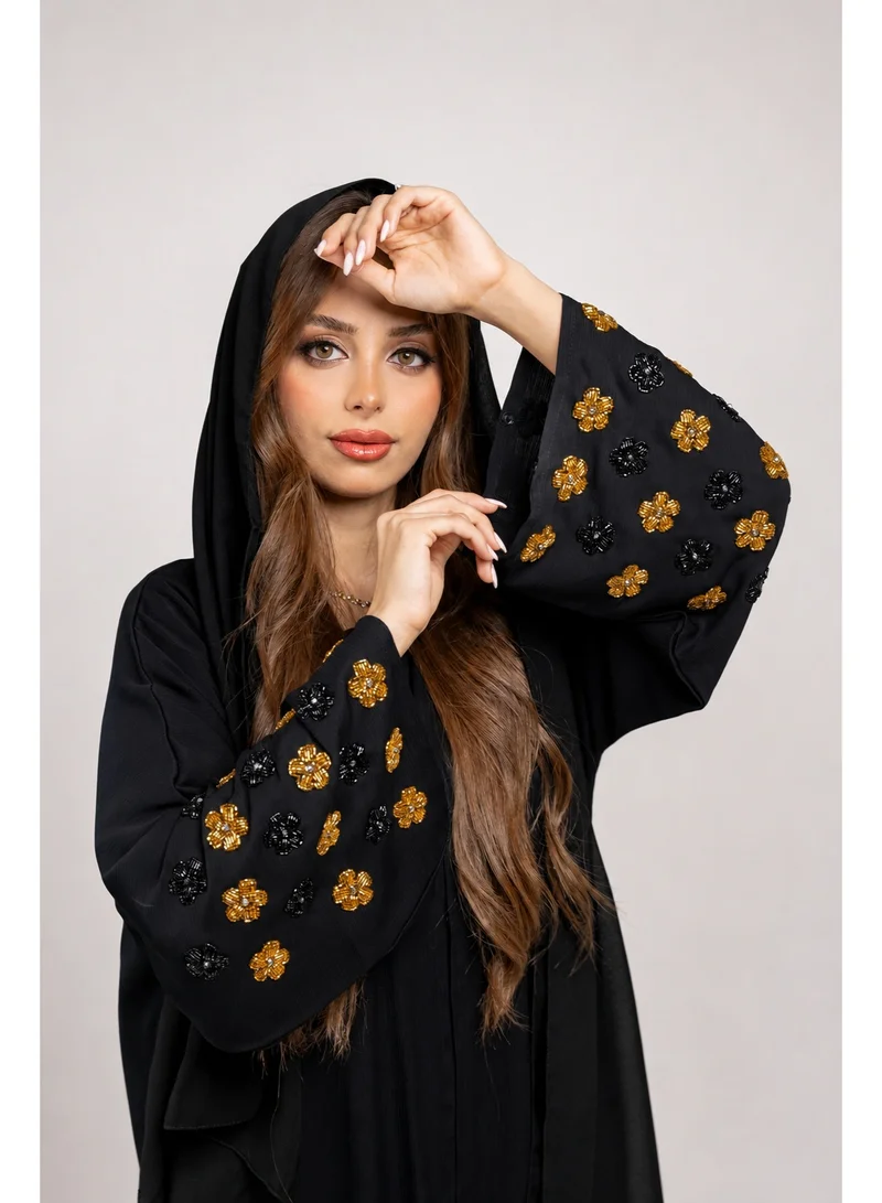 Ophelia Aya 2-in-1 Open Abaya with Buttons & Hand Floral Embroidery – Elegant Modest Wear for Women