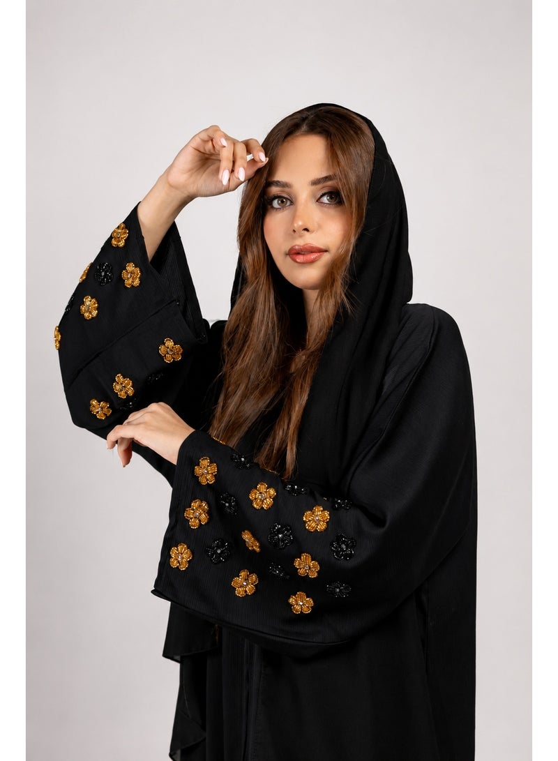 اوفيليا عباية "آيا" المفتوحة بتصميم "2 في 1" مع أزرار وتطريز زهري يدوي – أزياء أنيقة ومحتشمة للنساء - Image 3