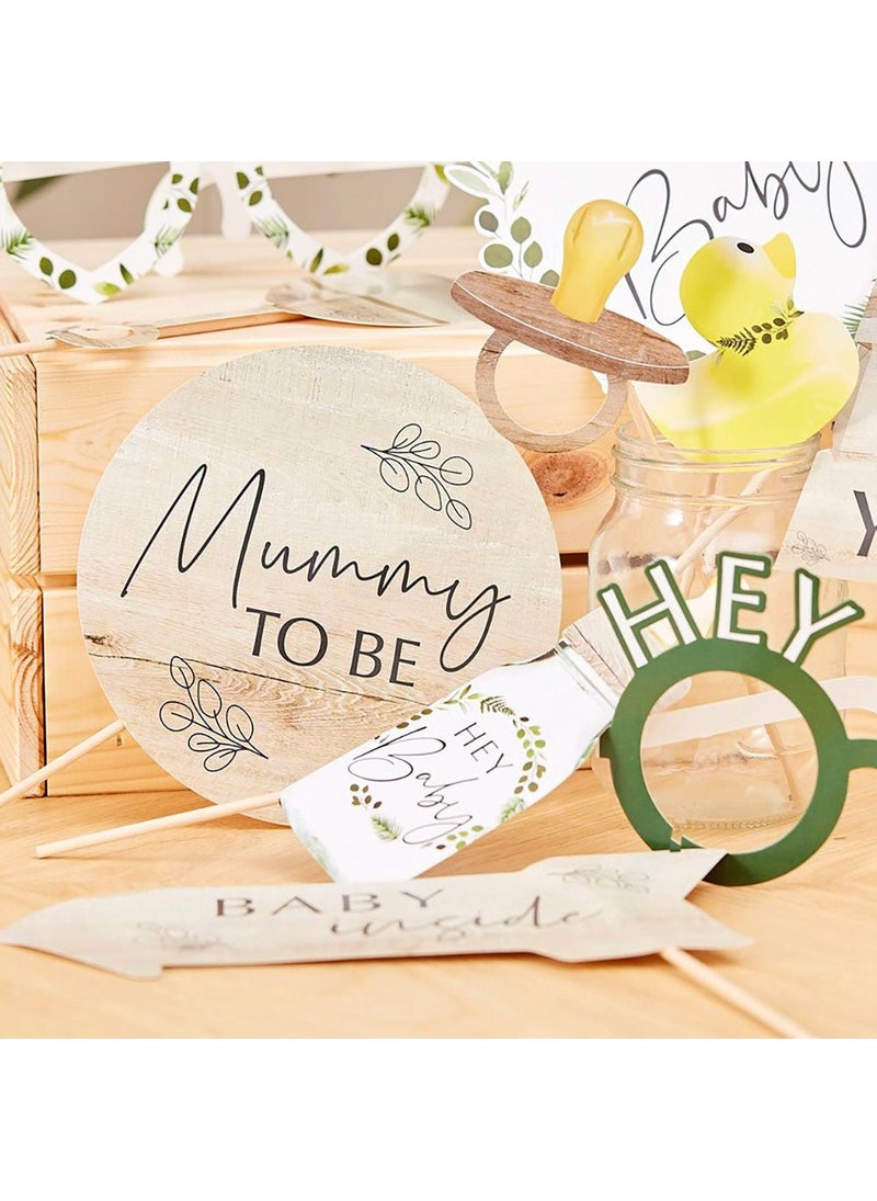 Ginger Ray Hey Baby Photo Props Wood Cardboard 36cm 10-Pack - Image 3