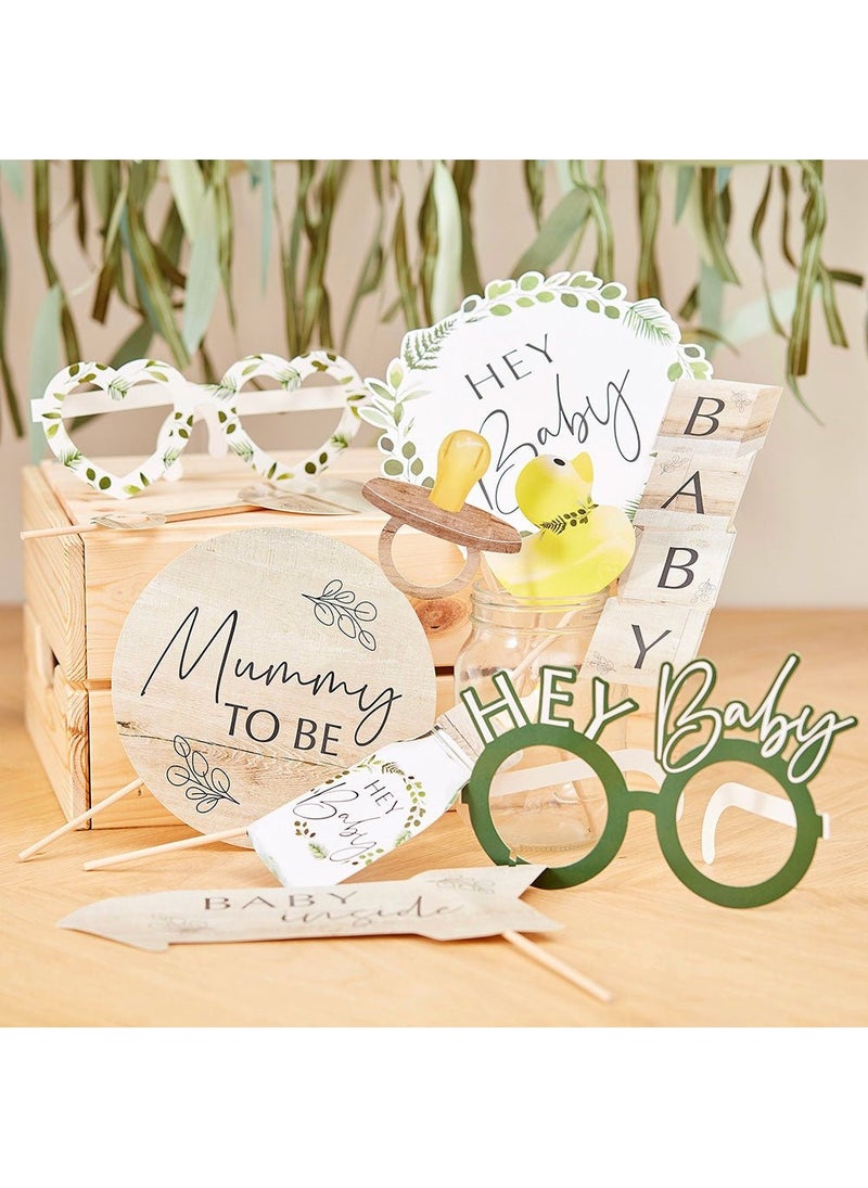 Ginger Ray Hey Baby Photo Props Wood Cardboard 36cm 10-Pack - Image 2