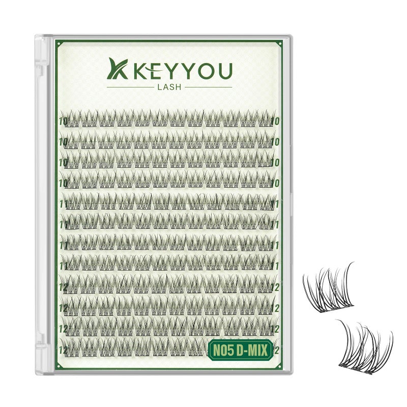 KEYYOU Natural Lash Clusters Wispy Eyelash Clusters 144 pcs Cluster Eyelash Extensions D Curl Individual Lashes 10-12MIX Mix Length Light and Natural Lashes Look with Thin Lash Band(N05-D-10-12MIX) - Image 1