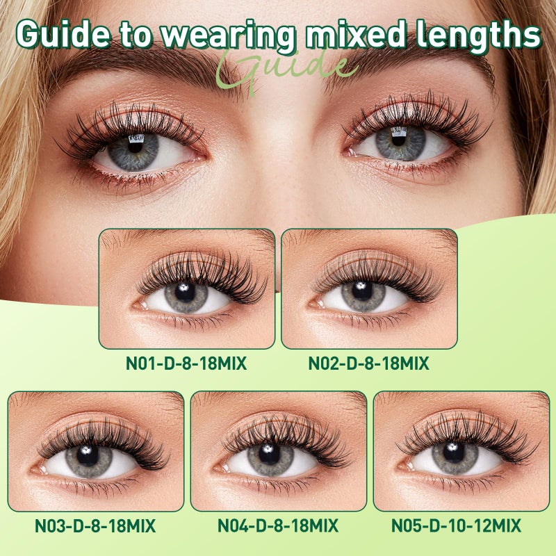 KEYYOU Natural Lash Clusters Wispy Eyelash Clusters 144 pcs Cluster Eyelash Extensions D Curl Individual Lashes 10-12MIX Mix Length Light and Natural Lashes Look with Thin Lash Band(N05-D-10-12MIX) - Image 3
