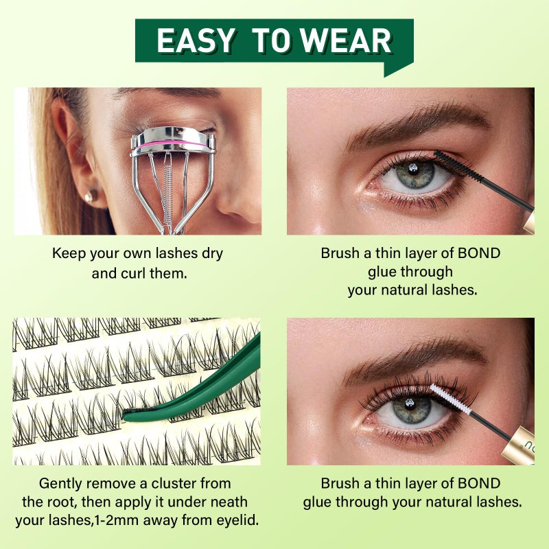 KEYYOU Natural Lash Clusters Wispy Eyelash Clusters 144 pcs Cluster Eyelash Extensions D Curl Individual Lashes 10-12MIX Mix Length Light and Natural Lashes Look with Thin Lash Band(N05-D-10-12MIX) - Image 5