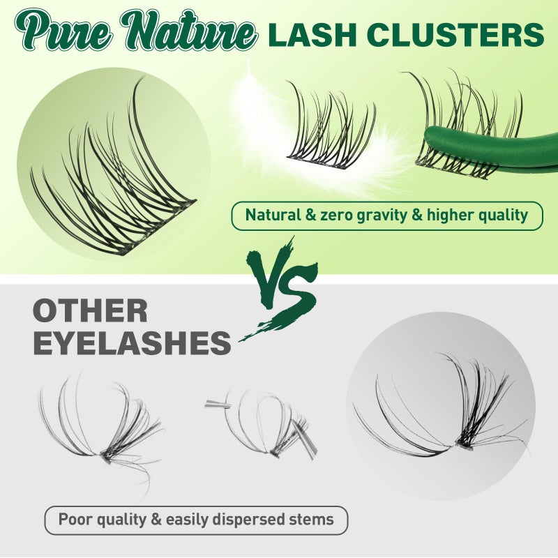 KEYYOU Natural Lash Clusters Wispy Eyelash Clusters 144 pcs Cluster Eyelash Extensions D Curl Individual Lashes 10-12MIX Mix Length Light and Natural Lashes Look with Thin Lash Band(N05-D-10-12MIX) - Image 4