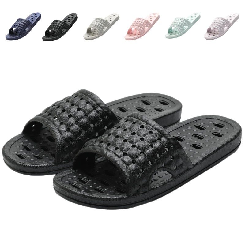 COZYAREA Shower Shoes Quick Dry Non-Slip Bathroom Slippers for Men Women Dorm Home Slides Black Size 8.5-9 Women/7.5-8 Men - Image 1