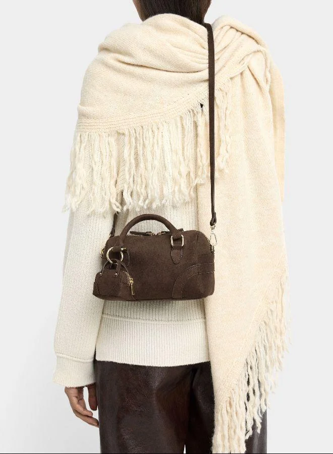 بارفوا حقيبة حمل بتأثير الجلد مع قلادة