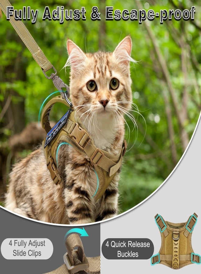 nanappice Tactical Cat Harness and Leash for Walking Esacpe Proof,Adjustable Soft Mesh Large Cat Vest with Rubber Handle Easy to Control,Molle Patches - Image 4