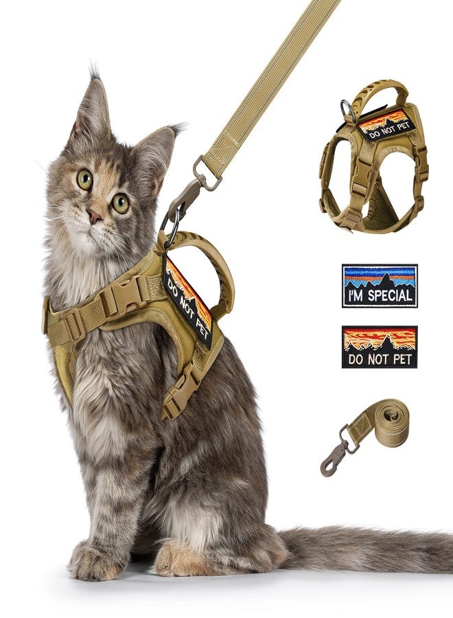 nanappice Tactical Cat Harness and Leash for Walking Esacpe Proof,Adjustable Soft Mesh Large Cat Vest with Rubber Handle Easy to Control,Molle Patches - Image 1