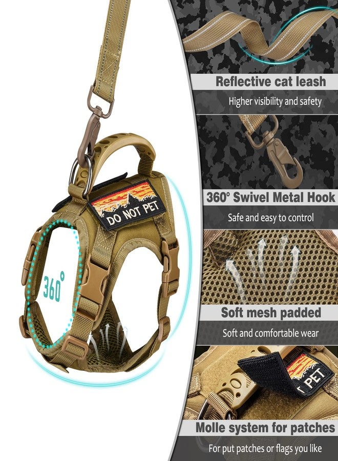 nanappice Tactical Cat Harness and Leash for Walking Esacpe Proof,Adjustable Soft Mesh Large Cat Vest with Rubber Handle Easy to Control,Molle Patches - Image 5