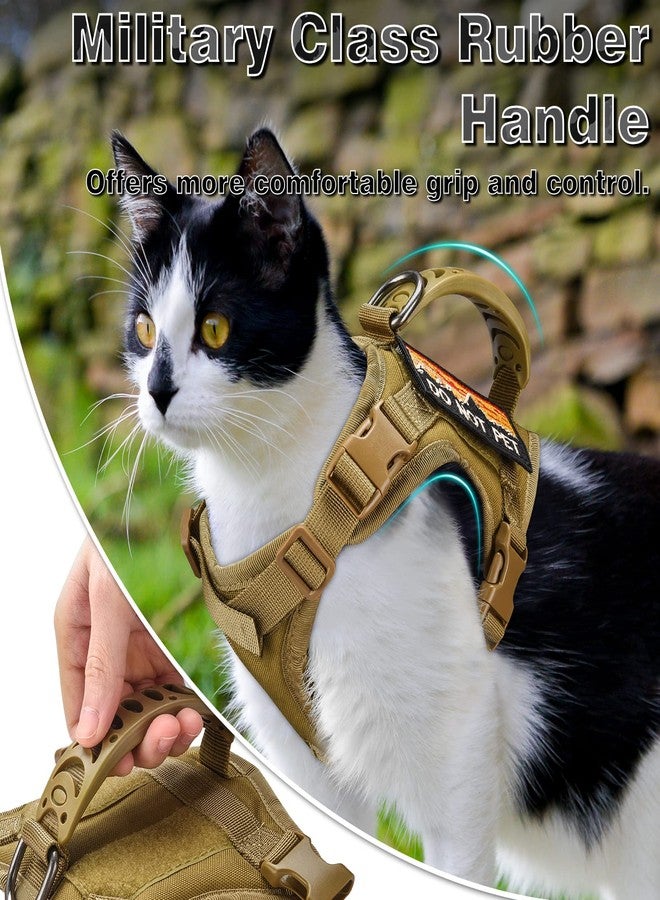 nanappice Tactical Cat Harness and Leash for Walking Esacpe Proof,Adjustable Soft Mesh Large Cat Vest with Rubber Handle Easy to Control,Molle Patches - Image 3