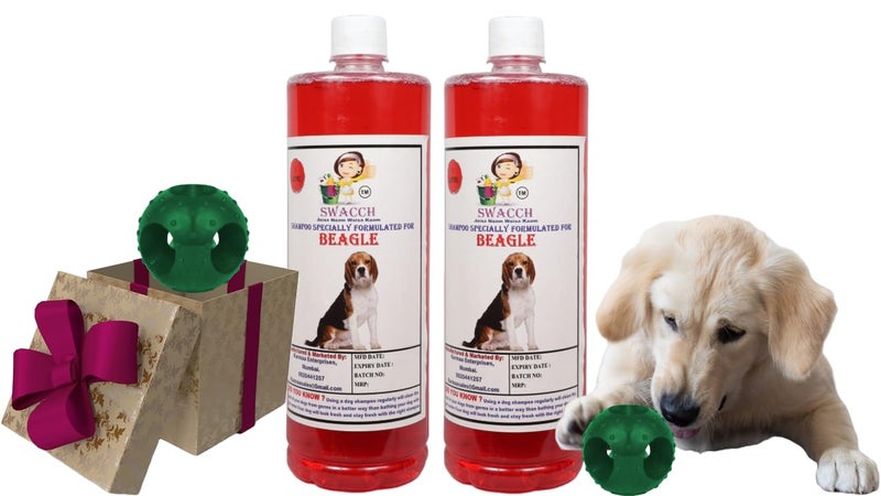 Swacch Pet Shampoo | Puppy Safe Shampoo | PH Balanced | Ditch to Itch for Beagle Dog Shampoo 2 Litre (Jasmine) + Goofy Ball Chew Toy Combo Pack - Image 1