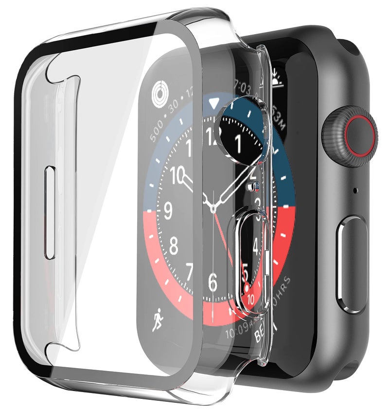 Misxi 2 Pack PC Case with Tempered Glass Screen Protector Compatible with Apple Watch Series 9 (2023) Series 8 Series 7 41mm, Ultra-Thin Scratch Resistant Cover for iWatch, 1 Black+1 Transparent - Image 5