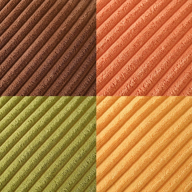 Volcanics Set of 4 Fall Orange Corduroy Decorative Throw Pillow Covers 20x20 Inch, Modern Yellow Green Gradient Couch Pillow Covers, Rustic Western Striped Cushion Covers for Bed Sofa Living Room - Image 3