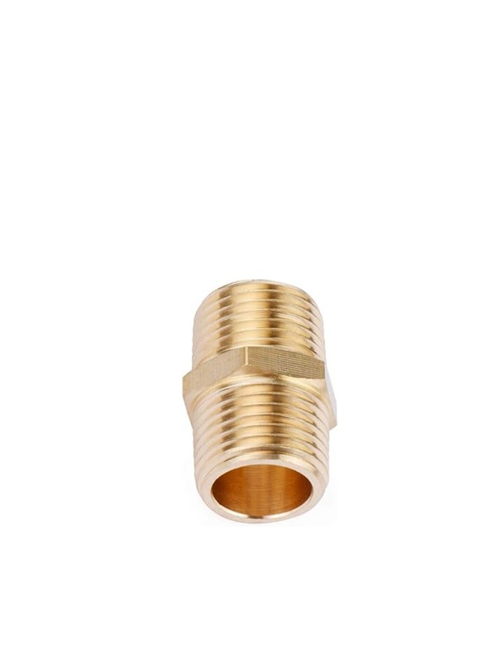 U.S. Solid Brass Pipe Fitting, Hex Nipple, 1/2" x 1/2" NPT Male Pipe Adapter - Image 3