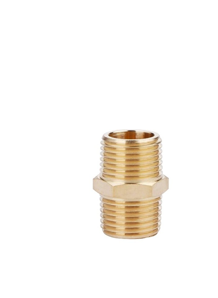 U.S. Solid Brass Pipe Fitting, Hex Nipple, 1/2" x 1/2" NPT Male Pipe Adapter - Image 5