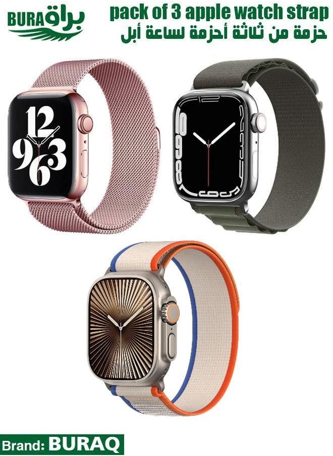 BURAQ - Apple Watch Band Strap For Apple Watch Ultra 2/Ultra 49mm, Series 10 46mm, 9/8/7 45mm, SE2/SE/6/5/4 44mm, 3/2/1 42mm - Image 1