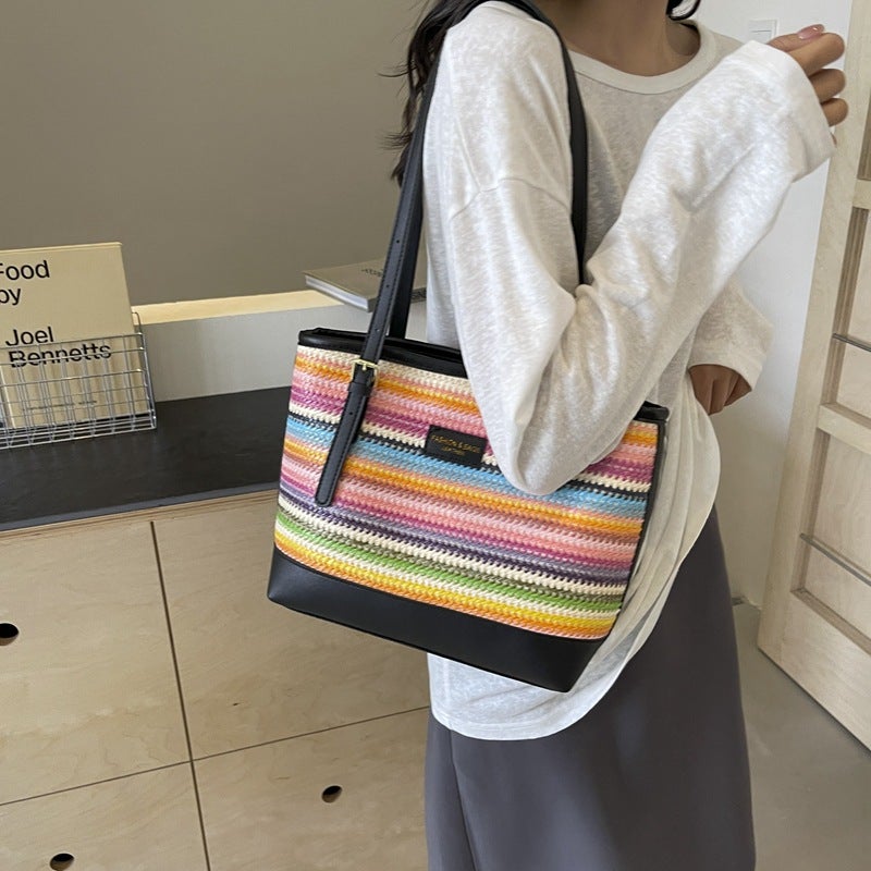Niche All-Match Straw Tote Bag Large Capacity Seaside Holiday Beach Woven Shoulder Bag - Image 3
