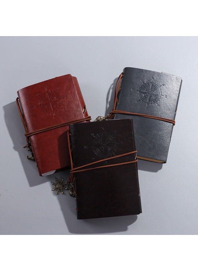 Travel notepad retro pirate book A5A6A7 loose-leaf notebook nautical notebook diary A7 dark brown - Image 3