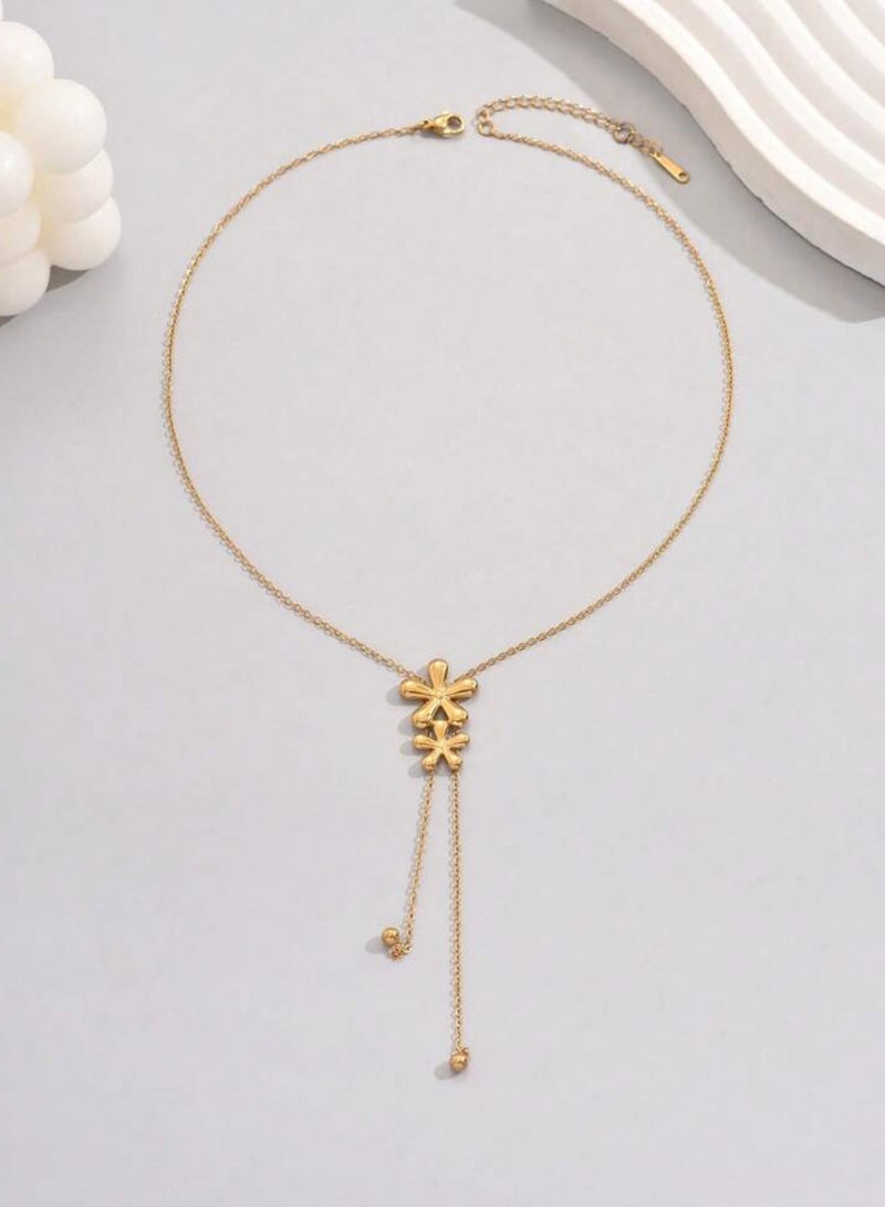 إيكوال سلسال نسائي أنيق من الاستانلس ستيل مطلي باللون الذهبي - Image 4