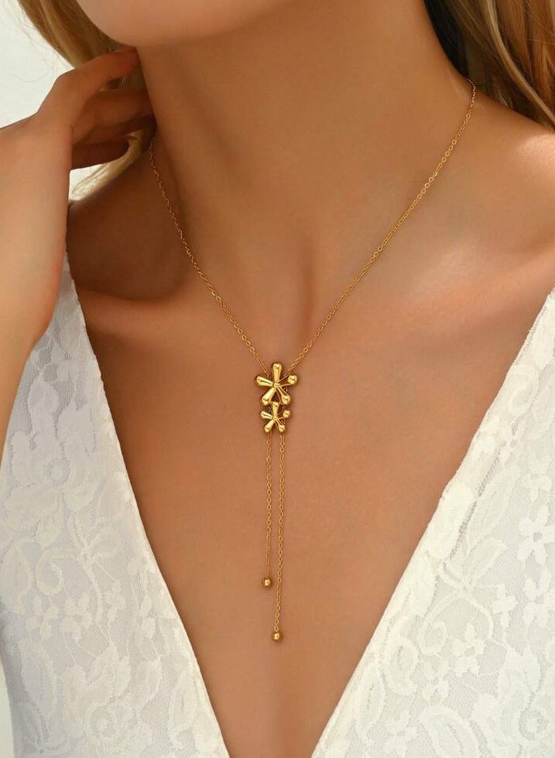 إيكوال سلسال نسائي أنيق من الاستانلس ستيل مطلي باللون الذهبي - Image 1