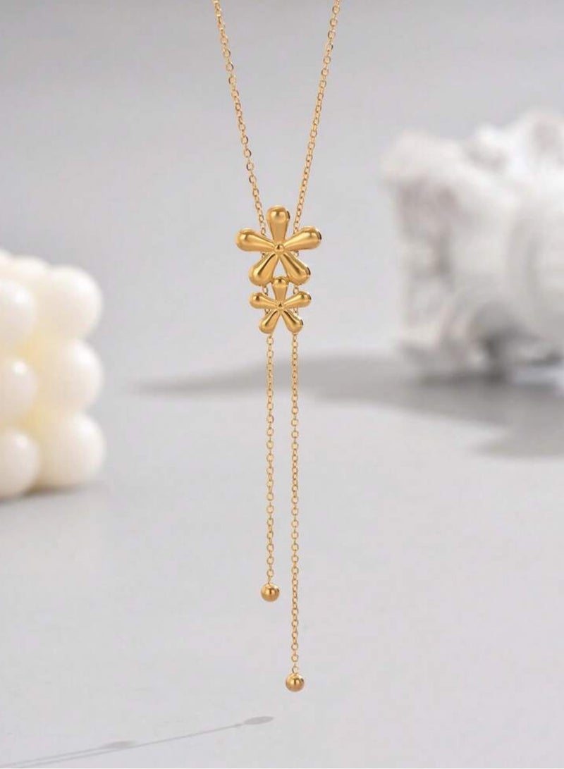 إيكوال سلسال نسائي أنيق من الاستانلس ستيل مطلي باللون الذهبي - Image 2