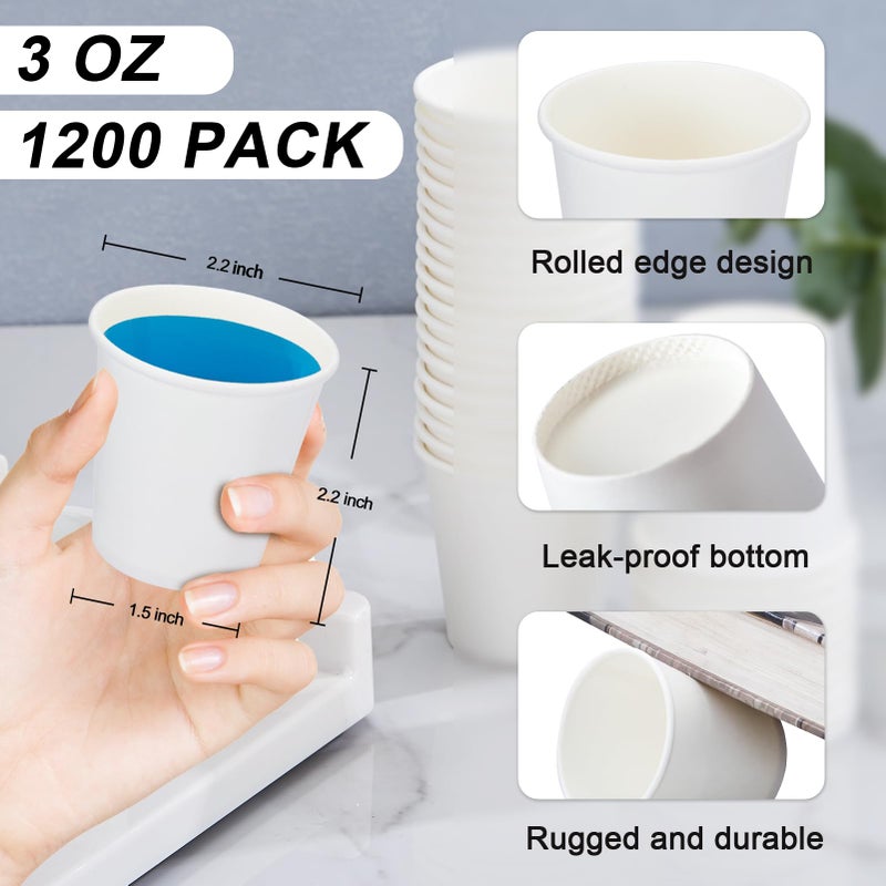 SIUQ 1200 Pack 3 oz Paper Cups, Small Disposable Bathroom Mouthwash Cups, Mini White Paper Espresso Cups 3 Ounce for Parties, Bathroom, Picnics, Travel and Events - Image 3