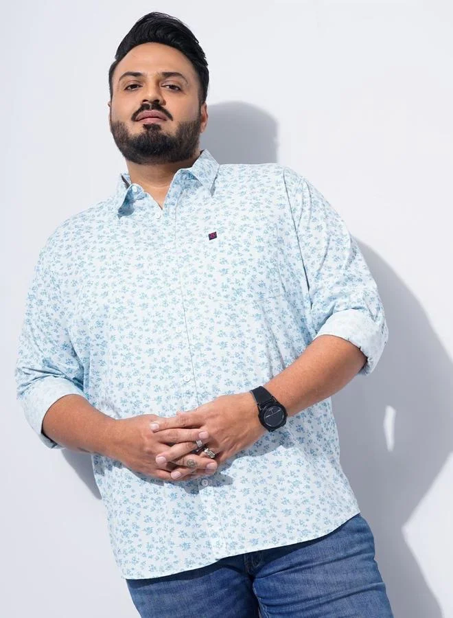 تايك تو قميص رجالي مطبوع أزرق بقصة عادية من هارد سودا