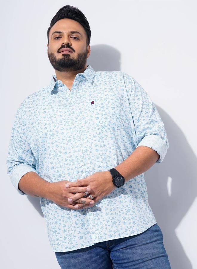 Take Two Plus Men Blue Regular Fit Printed Casual Shirt By HardSoda - Image 1