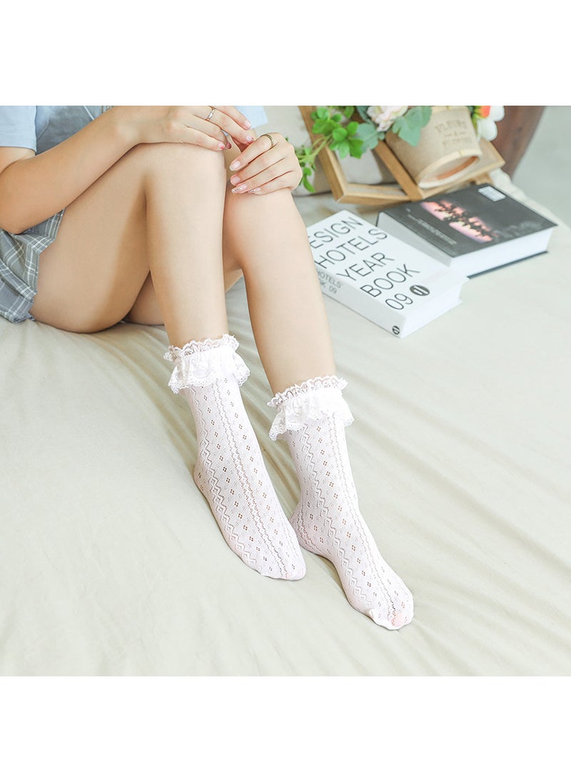 Generic - Japanese Lolita Lace Trim Socks for GirlsPale yellow Pale yellow - Image 1