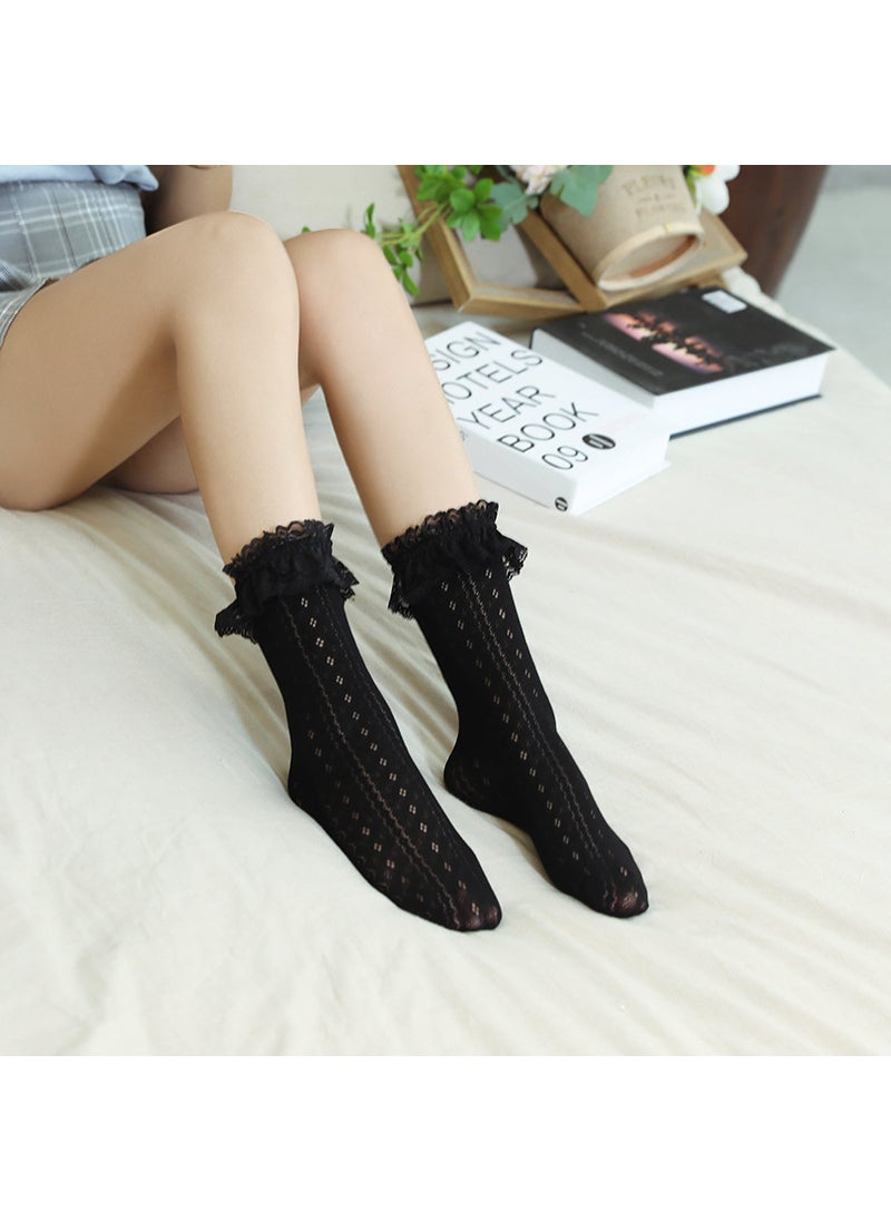 Generic - Japanese Lolita Lace Trim Socks for GirlsPale yellow Pale yellow - Image 1