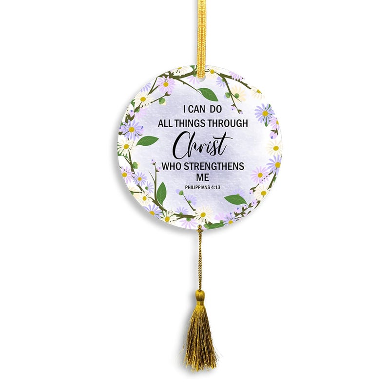 AR Creative I Can Do All - Christian Bible Verse Car Hanging for Decoration, Bible Quotes MDF Wooden Art, Bible Verse, Christian Quotes Car Accessories, Wood Hanger (3 inch x 3 inch). - Image 1