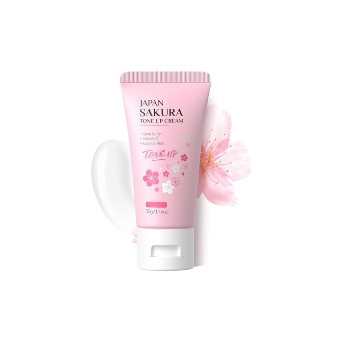 Facial Moisturizer Tone-up Cream, Sakura Essence Glow Large Capacity Face Moisturizer, Hydrating & Smooth Dry Skin Lightweight Nourishing Facial Skin Instant Tone-up Lazy Face Cream, 1.76 oz