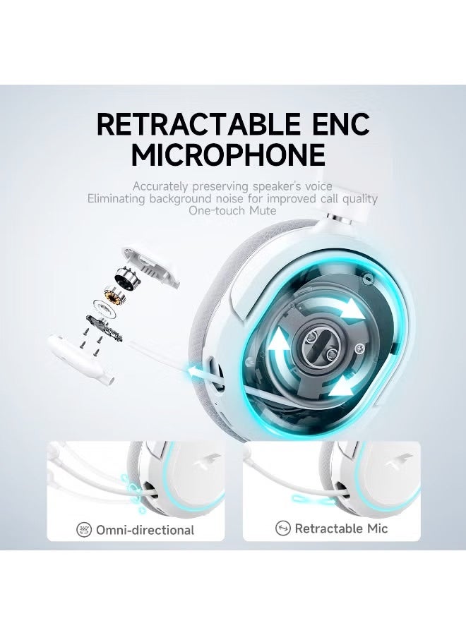 بيكن G2 Wireless Gaming Headset, 7.1 Surround Sound, 2.4GHz USB Gaming Headphones with Bluetooth 5.4, 100H Battery, ENC Noise Canceling Mic, RGB Light, Wireless Headset for PC PS5 PS4 Mac Switch - Image 3