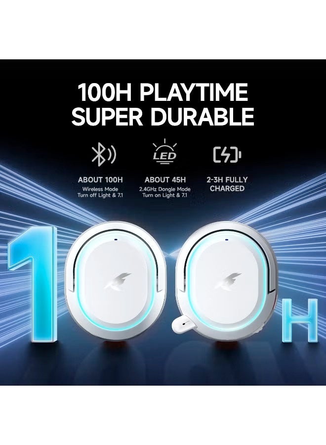 بيكن G2 Wireless Gaming Headset, 7.1 Surround Sound, 2.4GHz USB Gaming Headphones with Bluetooth 5.4, 100H Battery, ENC Noise Canceling Mic, RGB Light, Wireless Headset for PC PS5 PS4 Mac Switch - Image 5