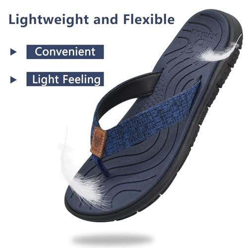KuaiLu Womens Casual Flip Flops Comfortable Yoga Mat Arch Support Memory Foam Comfort Cushion Summer Beach Pool Slip on Walking Thong Sandals Ladies Orthotic Recovery Plantar Fasciitis Blue Size 8 - Image 4
