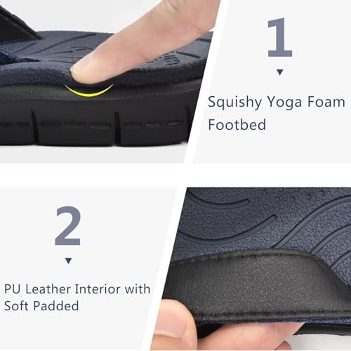 KuaiLu Womens Casual Flip Flops Comfortable Yoga Mat Arch Support Memory Foam Comfort Cushion Summer Beach Pool Slip on Walking Thong Sandals Ladies Orthotic Recovery Plantar Fasciitis Blue Size 8 - Image 5