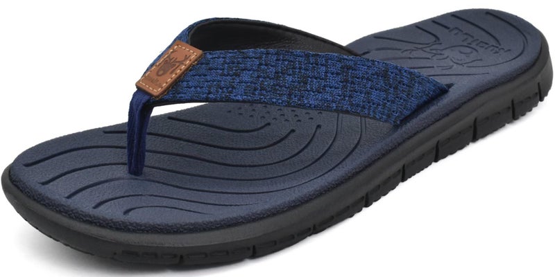 KuaiLu Womens Casual Flip Flops Comfortable Yoga Mat Arch Support Memory Foam Comfort Cushion Summer Beach Pool Slip on Walking Thong Sandals Ladies Orthotic Recovery Plantar Fasciitis Blue Size 8 - Image 1