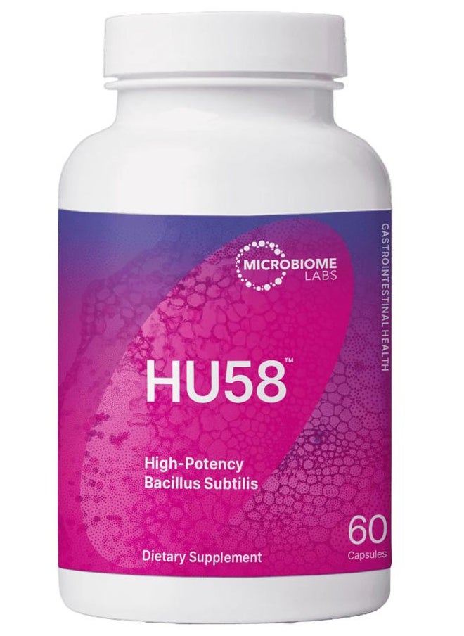 Microbiome Labs HU58 Bacillus Subtilis Probiotics for Women and Men - High Potency Spore Probiotic for Digestive Health & Immune Support - Daily Capsules with 10 Billion CFU (60 Capsules)  - Image 1