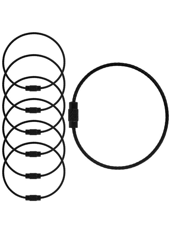 BokWin 20 Pcs Black Stainless Steel Wire Keychain,1.5mm-5.9 Inch Metal Wire Ring for Luggage Tag Loops Cable Loop Ring - Image 1