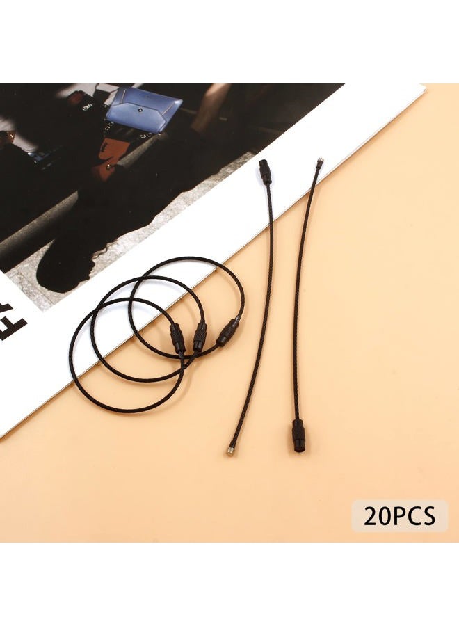 BokWin 20 Pcs Black Stainless Steel Wire Keychain,1.5mm-5.9 Inch Metal Wire Ring for Luggage Tag Loops Cable Loop Ring - Image 4