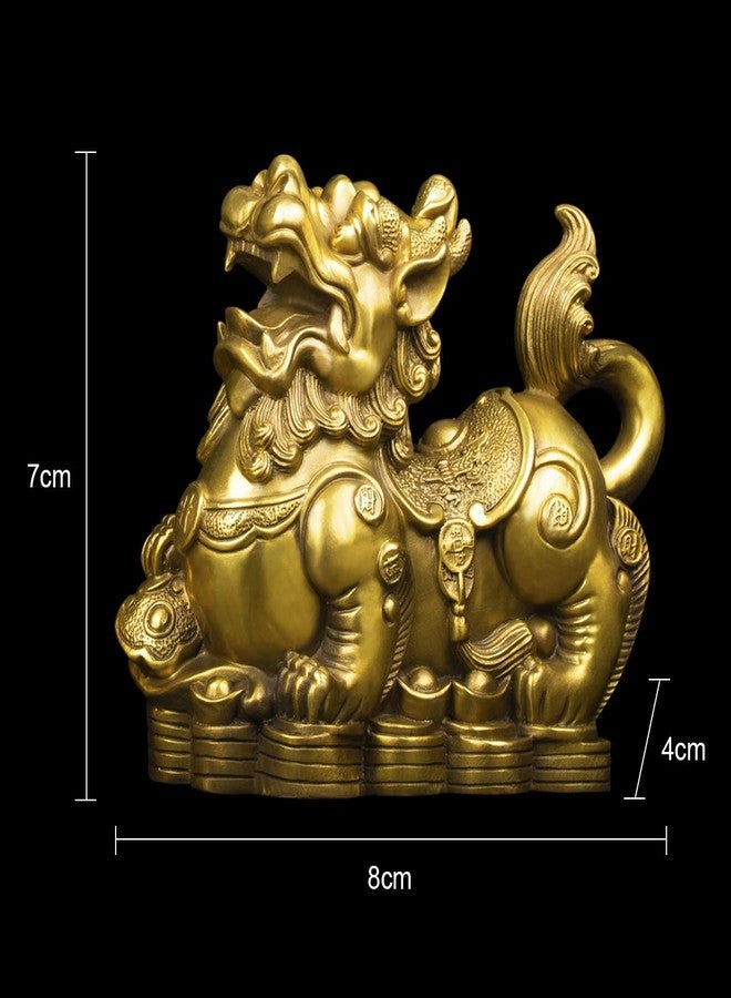 BRABUD Handmade Brass Feng Shui Pi Yao/Pi Xiu for Wealth Good Luck Figurine Collectible Home Decor Set of 2 - Image 2