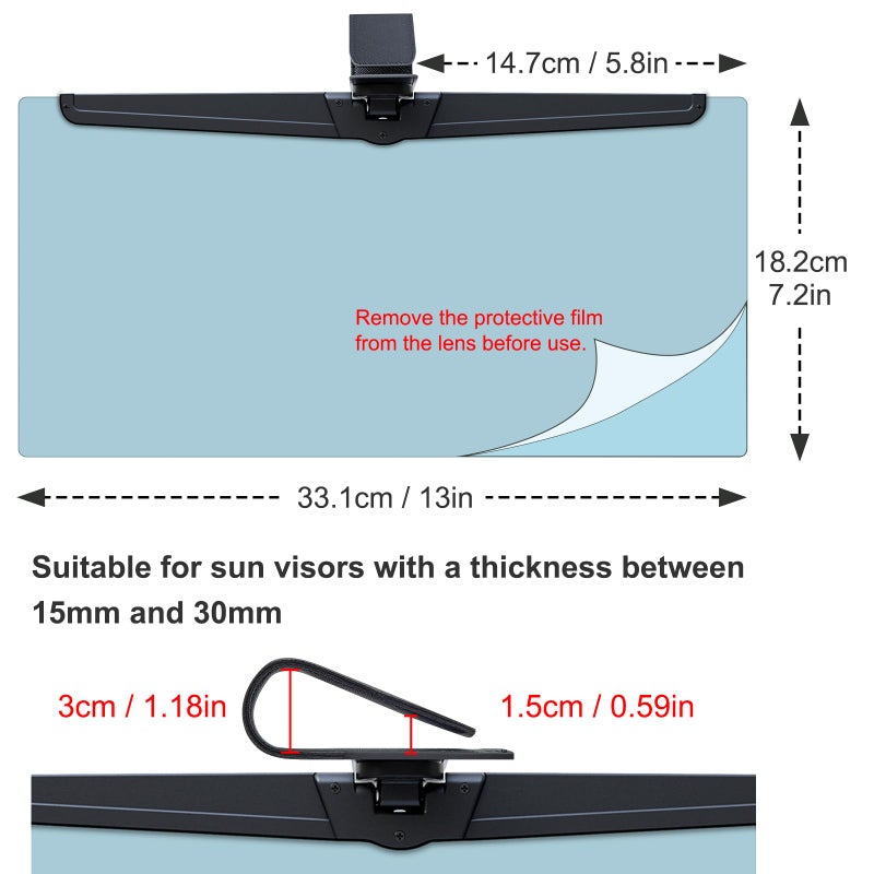 Veharvim Sun Visor Extender for Cars, Polarized Car Visor Extender Sun Blocker UV400, Adjustable Visor Extension, Clip on Sun Visor for Car, Universal, Glare, UV Protector (Large(1 Pack)) - Image 5