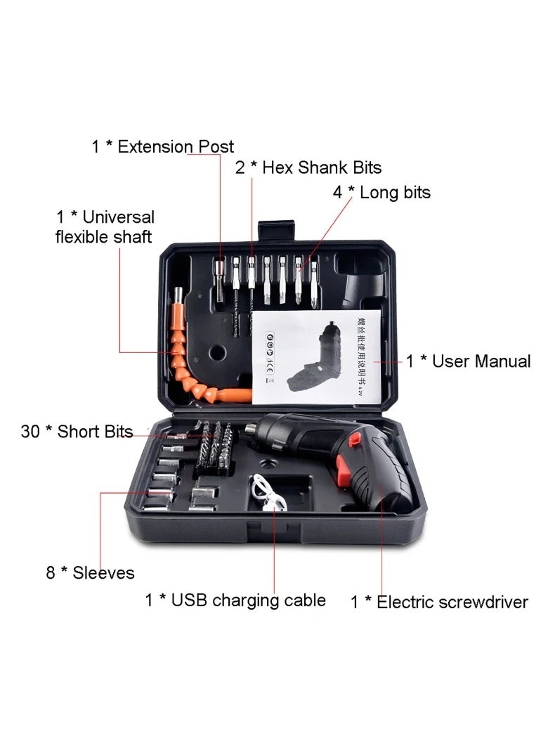 DubaiGallery - Electric Screwdriver, Rechargeable Cordless Screwdriver with 47Pcs Screwdriver Set, Pivoting Handle&LED Light, GHavii 3.6V Power Screwdriver with Carrying Case - Image 1