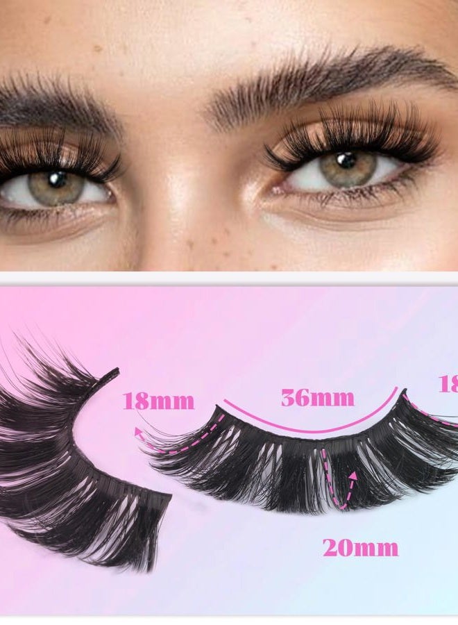 Losha Lashes 6 Pairs Fluffy False Eyelashes for Women 20mm Long Dramatic Faux Mink Strip 5D Lashes Pack for Gorgeous Makeup - Image 2