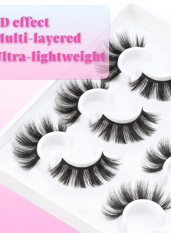 Losha Lashes 6 Pairs Fluffy False Eyelashes for Women 20mm Long Dramatic Faux Mink Strip 5D Lashes Pack for Gorgeous Makeup - Image 3