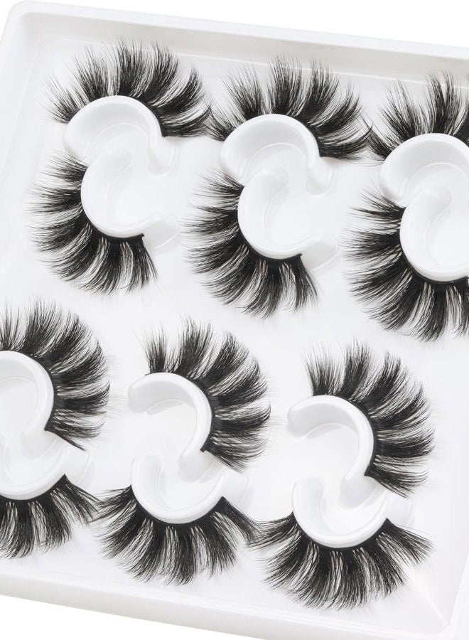 Losha Lashes 6 Pairs Fluffy False Eyelashes for Women 20mm Long Dramatic Faux Mink Strip 5D Lashes Pack for Gorgeous Makeup - Image 4