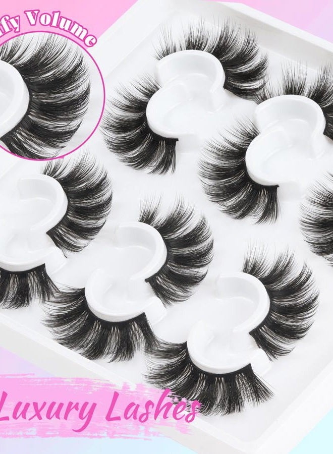Losha Lashes 6 Pairs Fluffy False Eyelashes for Women 20mm Long Dramatic Faux Mink Strip 5D Lashes Pack for Gorgeous Makeup - Image 5