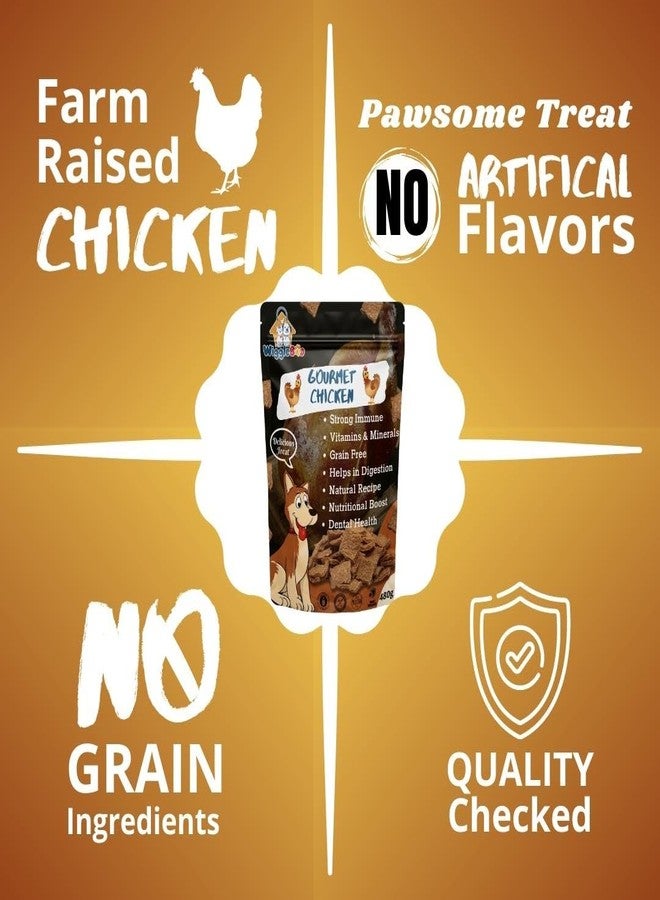 WiggleBoo Gourmet Chicken Treat for Dogs | Mega Pack | Protein Rich | Crunchy Healthy Snacks | (480 Grm), All Life Stages, Chips - Image 5