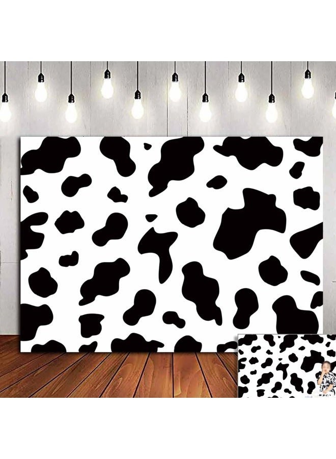 HQM 7x5FT Cow Party Photography Backdrops Black and White Cow Farm Animal Happy Birthday Photo Background Kid's Birthday Party Newborn Baby Shower Banner Props - Image 1