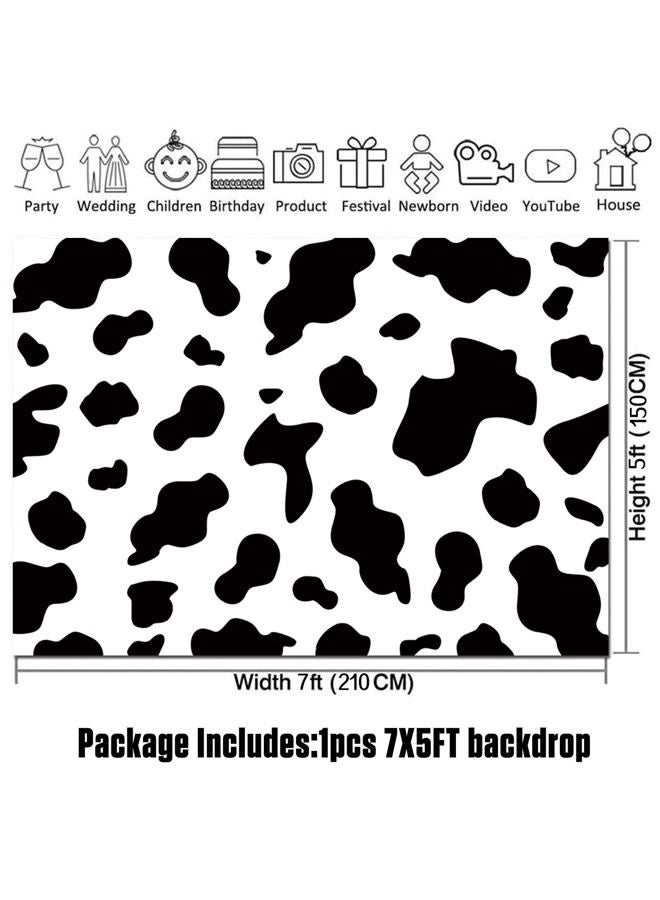 HQM 7x5FT Cow Party Photography Backdrops Black and White Cow Farm Animal Happy Birthday Photo Background Kid's Birthday Party Newborn Baby Shower Banner Props - Image 4